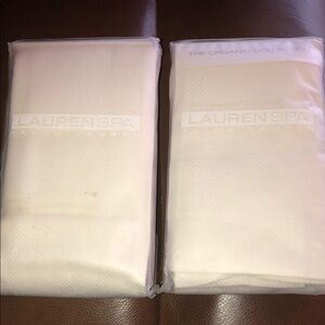 NIP TWO Ralph Lauren Spa Organic Cream White Standard Pillow Shams TWILL 20x26